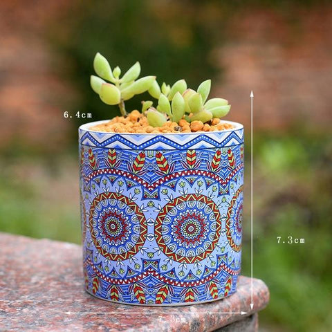 Maya - Indoor Ceramics Mandala Flower Planter - Silky decor