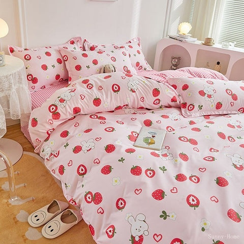 4PCS Duvet Cover ( 1 Duvet Cover + 1 Bedsheet + 2 Pillowcase)