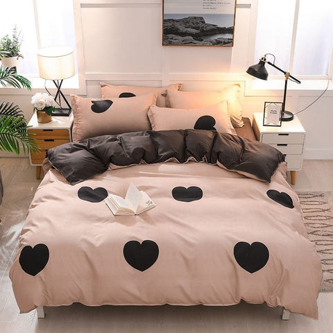 4PCS Duvet Cover ( 1 Duvet Cover + 1 Bedsheet + 2 Pillowcase)