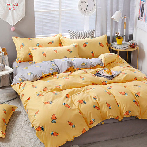 4PCS Duvet Cover ( 1 Duvet Cover + 1 Bedsheet + 2 Pillowcase)