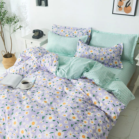 4PCS Duvet Cover ( 1 Duvet Cover + 1 Bedsheet + 2 Pillowcase)
