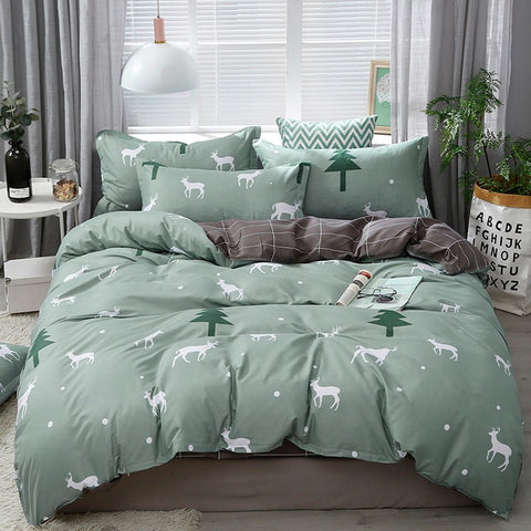 4PCS Duvet Cover ( 1 Duvet Cover + 1 Bedsheet + 2 Pillowcase)