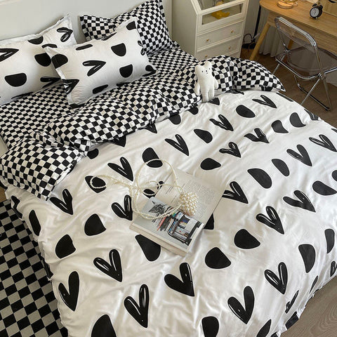 4PCS Duvet Cover ( 1 Duvet Cover + 1 Bedsheet + 2 Pillowcase)
