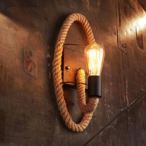Rory - Retro Round Hemp Rope Lamp - Silky decor