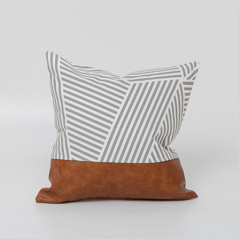 Luxurious Leather and Cotton Cushion Cover