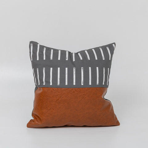 Luxurious Leather and Cotton Cushion Cover