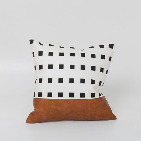 Luxurious Leather and Cotton Cushion Cover