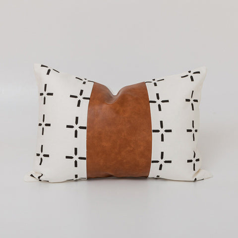 Luxurious Leather and Cotton Cushion Cover