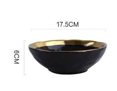 Gold Inlay Ceramic Soup Bowl