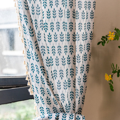 Leaf Cotton Linen Curtain