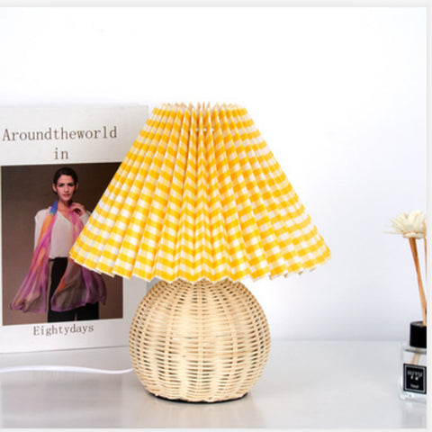 Deluxe Rattan Pleat Led Lamp