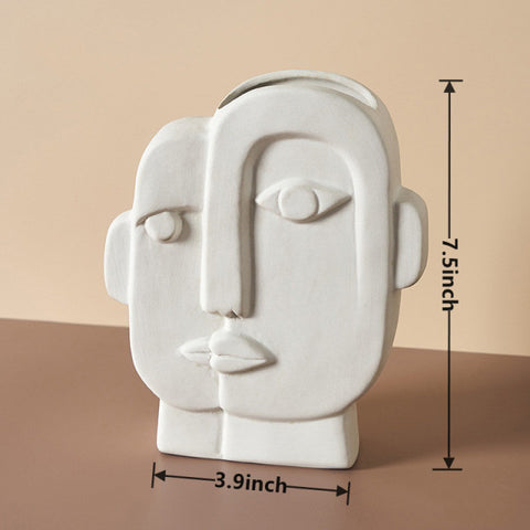 Face Shaped Porcelain Flower  Sculpted Vase