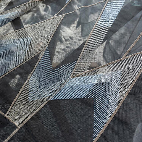 Gold Gray Geometric Tulle Curtain